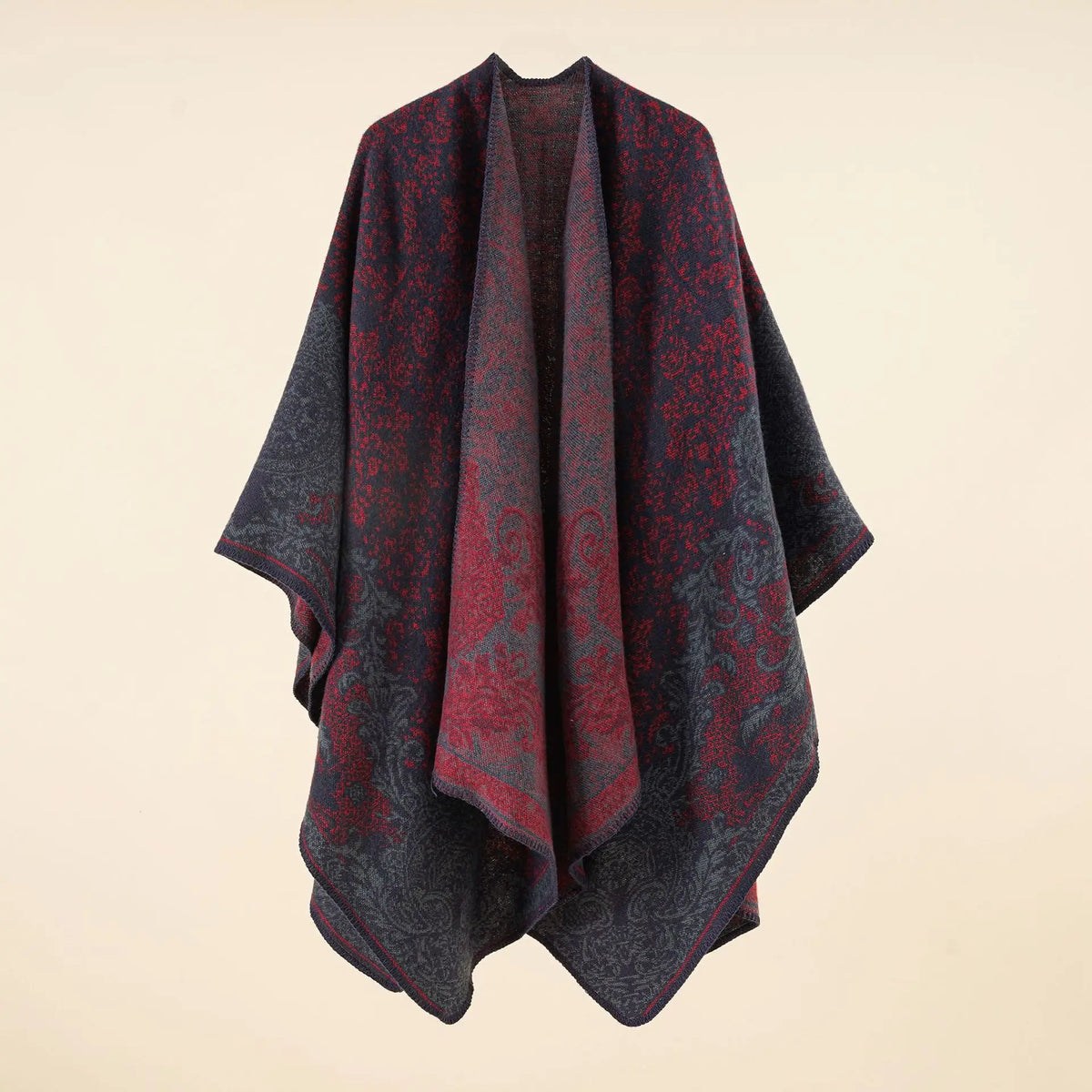 Patterned Open Front Poncho for Layering over Outfits