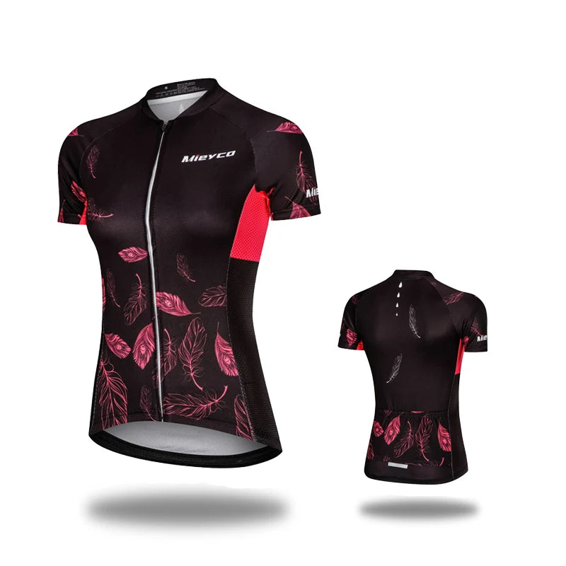 Women Cycling Jersey Summer MTB Bike Shirt Lightweight Breathable Reflective Cycling Top