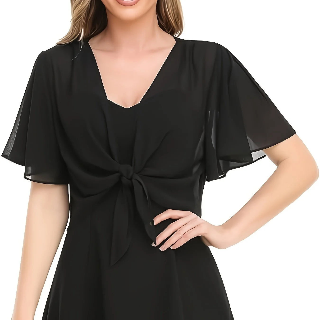 Sheer Tie Front Short Sleeve Cardigan for Layering over Outfits