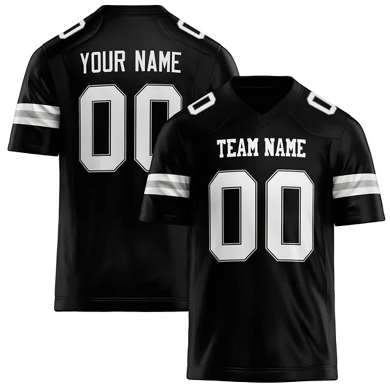 Black Number Football Short Sleeve Jersey For Sports Outfits
