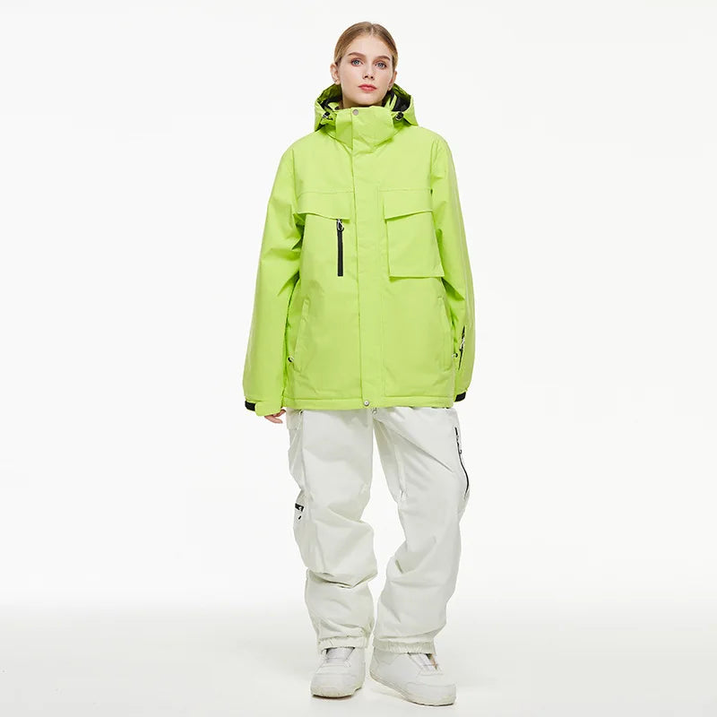Hooded Ski Jacket and Pants Clothing Set with Style Options