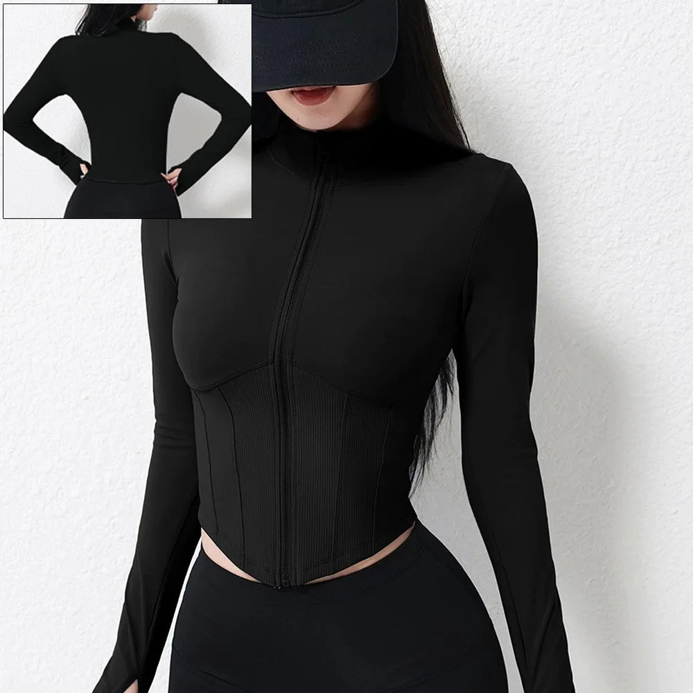 Women's Stand-Collar Zip-Front Workout Jacket