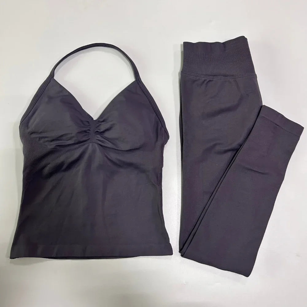 Women's Thin Strap Tank And Leggings Yoga Set