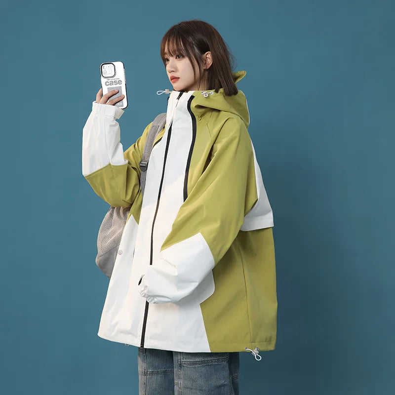 Collared Long Sleeve Loose Fit Casual Streetwear Bomber Jacket