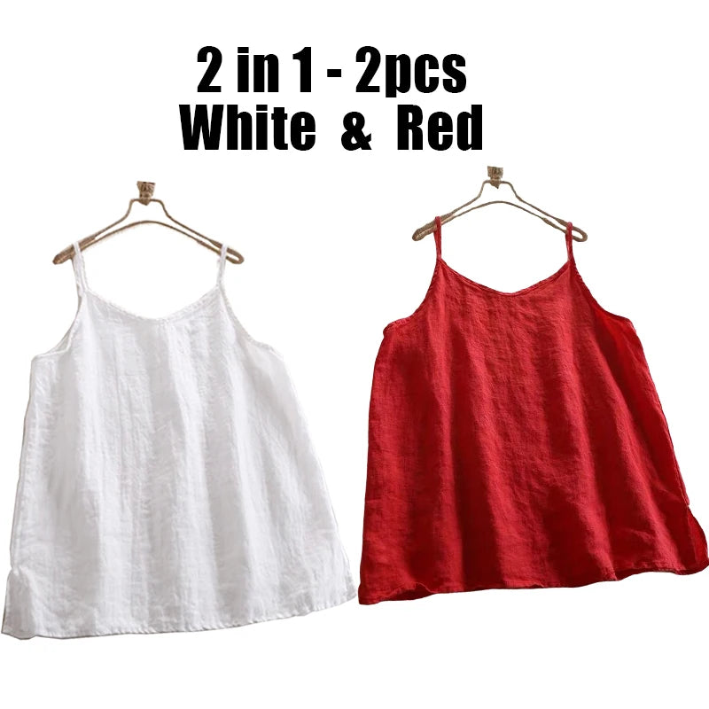 Women's Loose Polyester Camisole with Thin Straps and Single or Two Pack Options