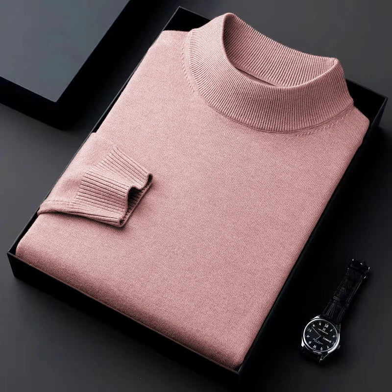 Men's Mock Neck Long Sleeve Knit Sweater