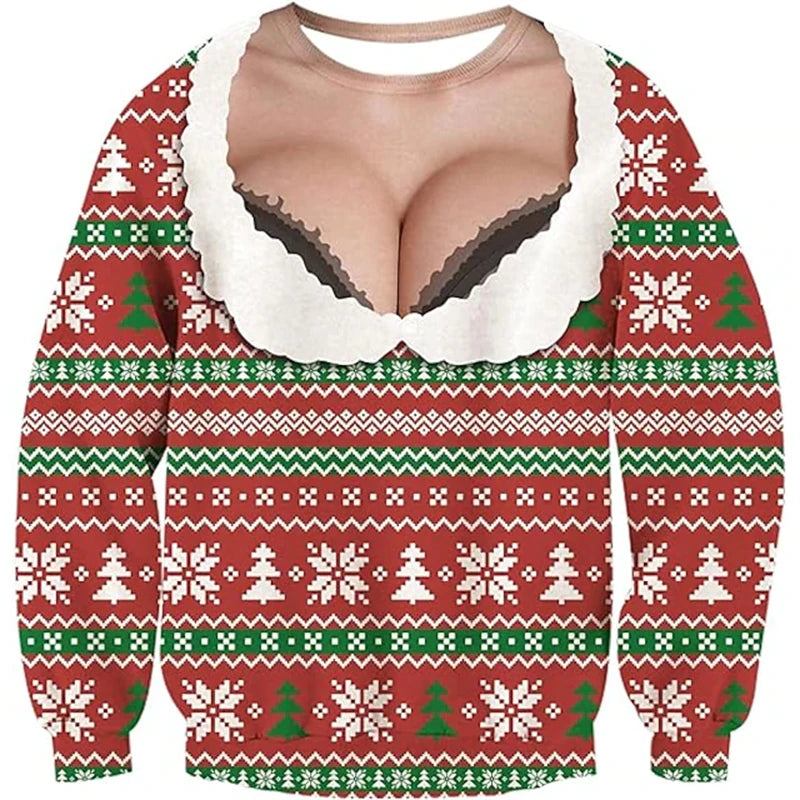 Christmas Costume-Effect Print Crewneck Long-Sleeve Sweatshirt