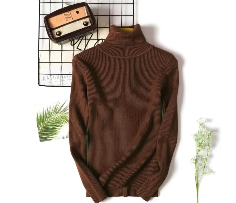 Women's Ribbed Mock Neck Long Sleeve Sweater Casual Knit Layer