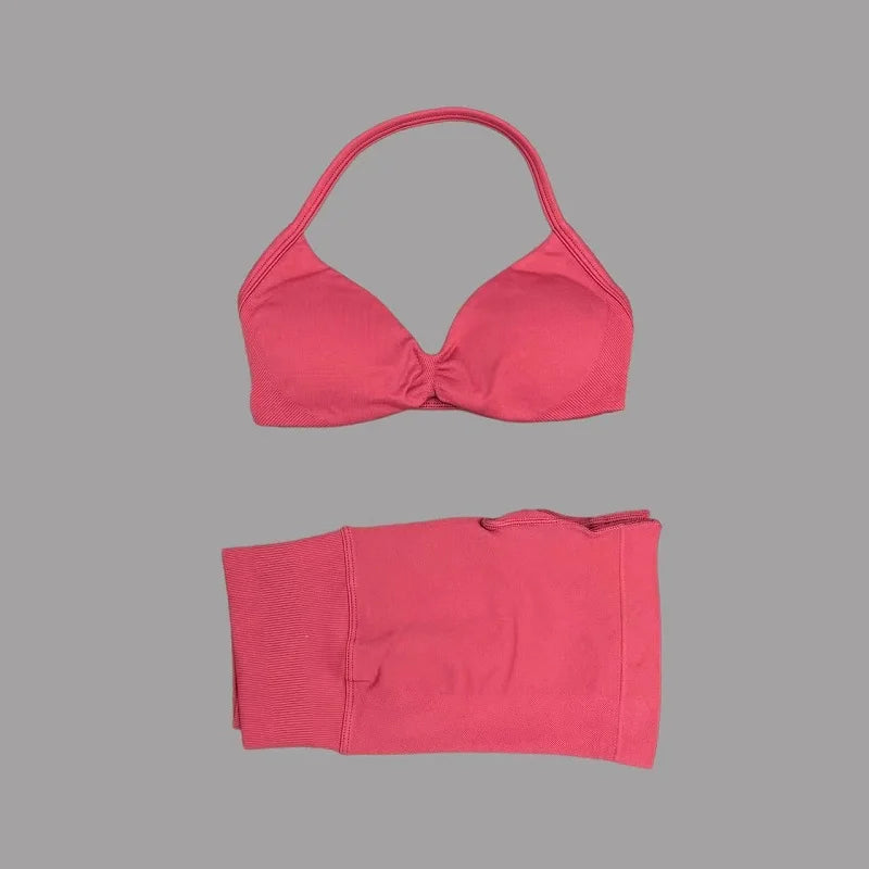 Women's Twist Front Bra And Shorts Yoga Set