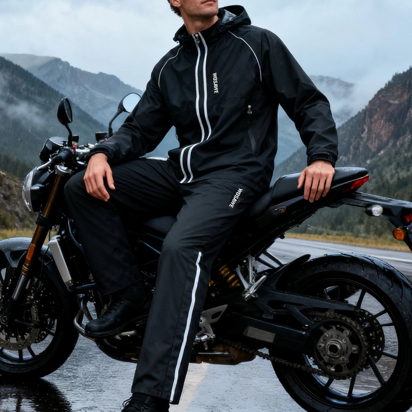Outdoor Hooded Jacket and Trouser Clothing Set with Style Options
