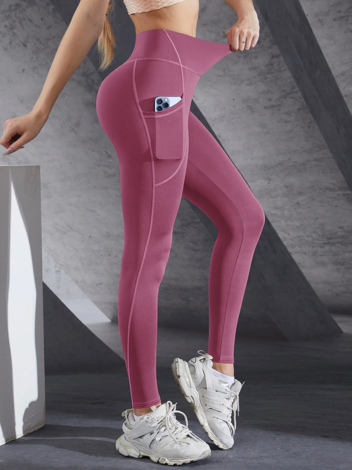 Women's Side Pocket Panelled Full Length Leggings For Workout Outfits