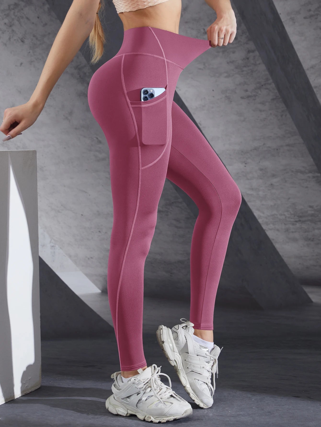 Women's Side Pocket Panelled Full Length Leggings For Workout Outfits