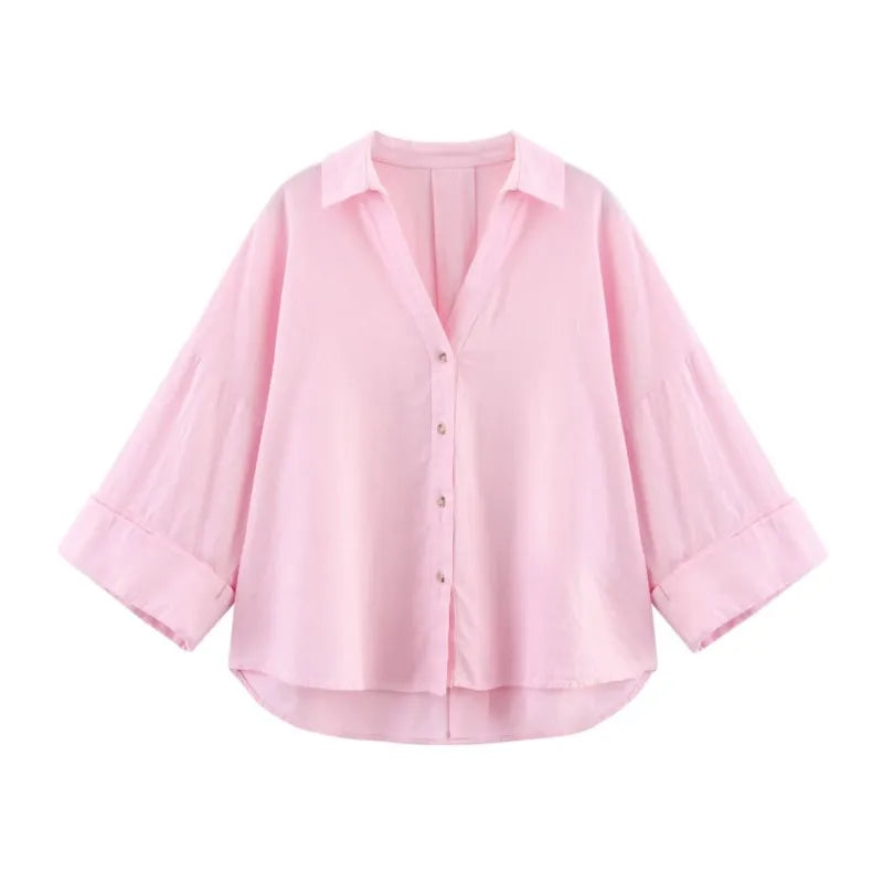 Women's Wide Sleeve Relaxed Button Front Shirt