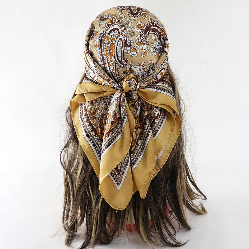 Floral Print Square Scarf for Head and Neck Styling