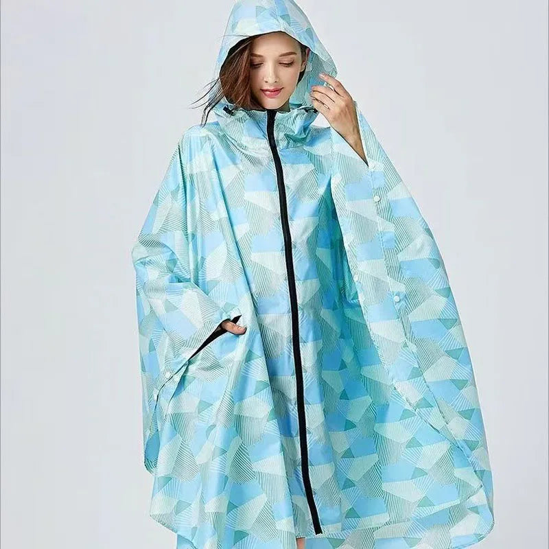 Hooded Printed Poncho for Layering over Tops and Dresses