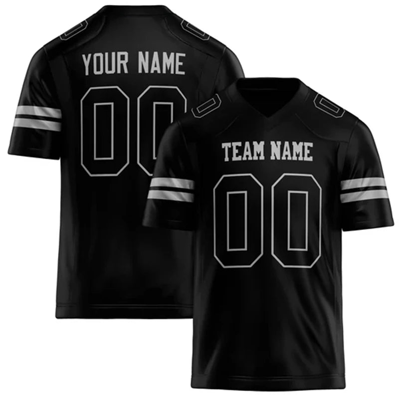 Black Number Football Short Sleeve Jersey For Sports Outfits