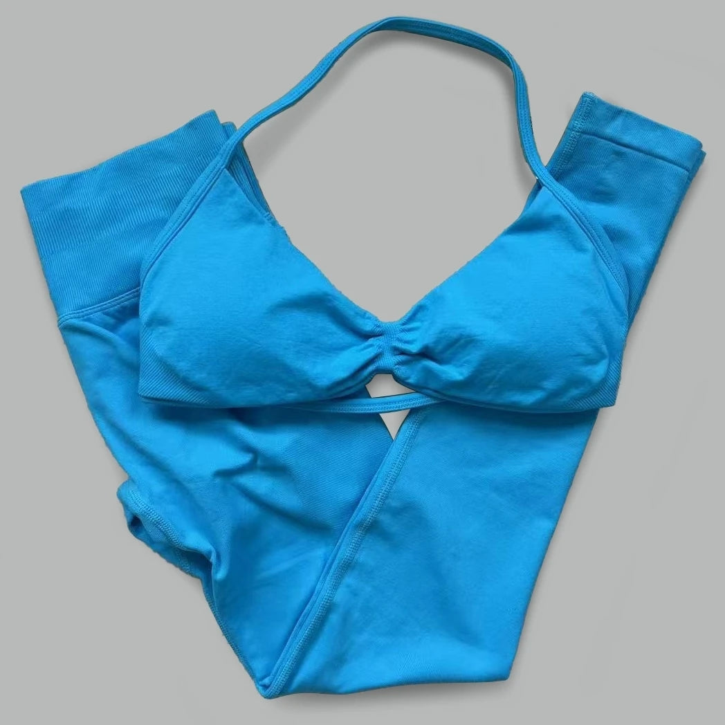 Women's Halter Bra And Leggings Yoga Set For Workout Outfits