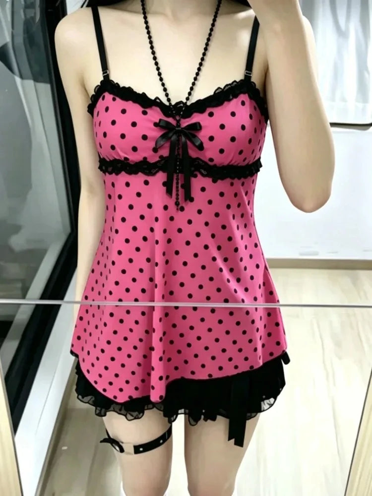 Women's Printed Lace Trim Camisole with Thin Straps and Fitted Shape