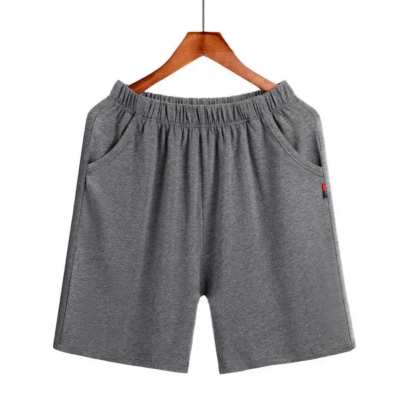 Men's Solid Pocket Elastic Waist Knee Length Lounge Sleep Shorts