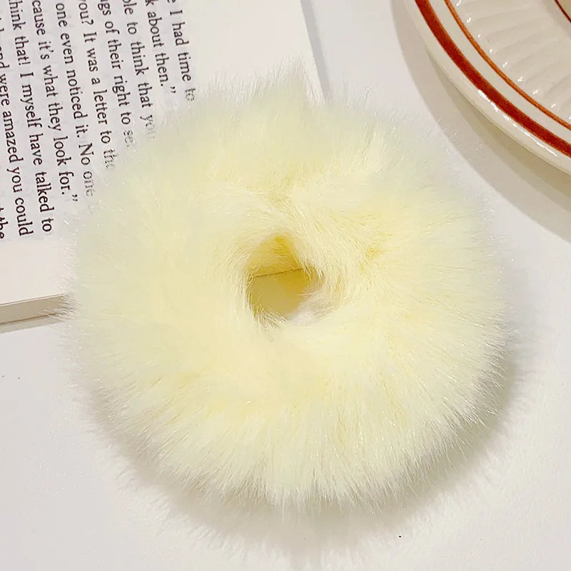 Fluffy Faux Fur Scrunchie Hair Band with Thick and Thin Options