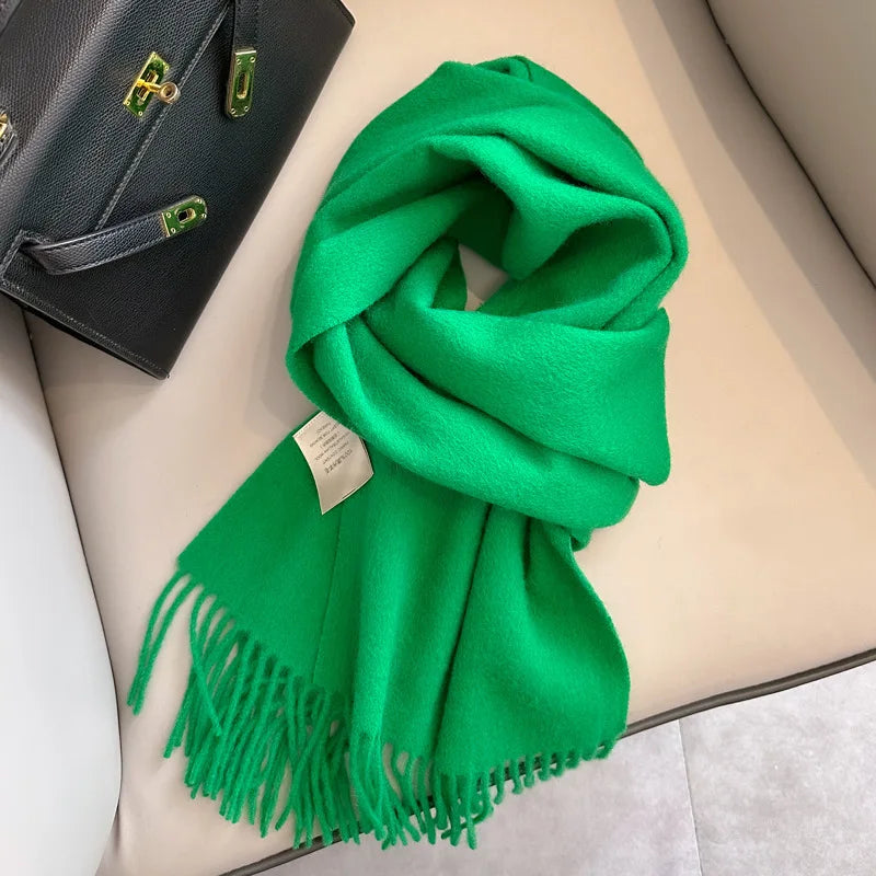 Solid Long Fringed Scarf for Neck and Wrap Styling