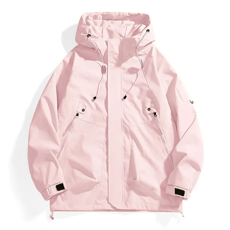 Hooded Long Sleeve Full Zip Outdoor Hiking Jacket with Pockets