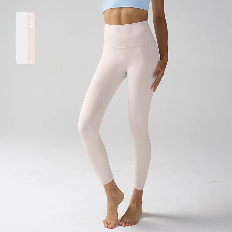 Women's High-Waist Nylon-Elastane Stretch Ankle-Length Yoga Leggings