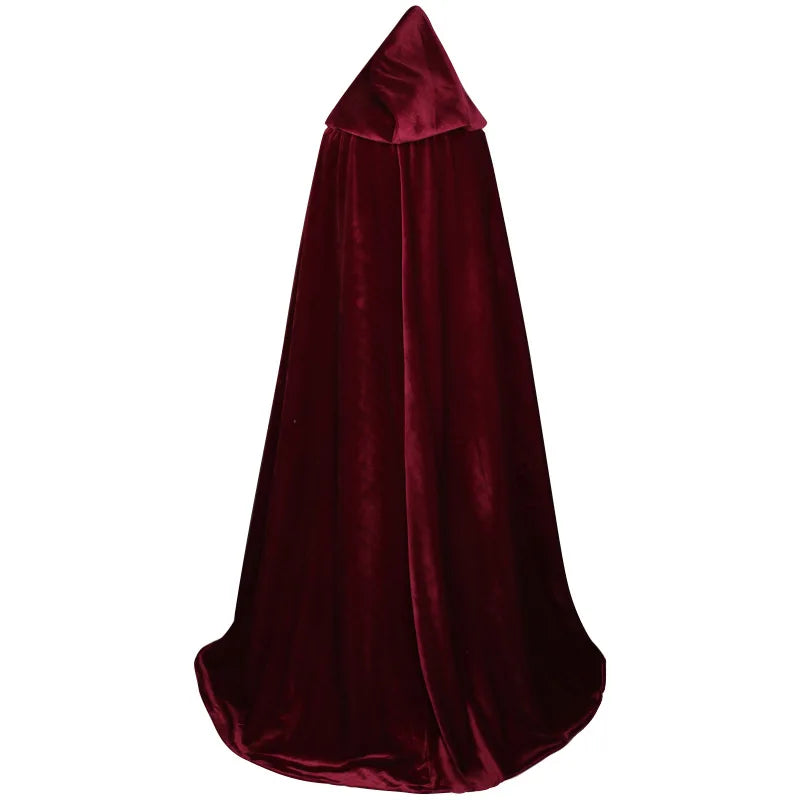 Long Velvet Hooded Cape for Layering over Outfits