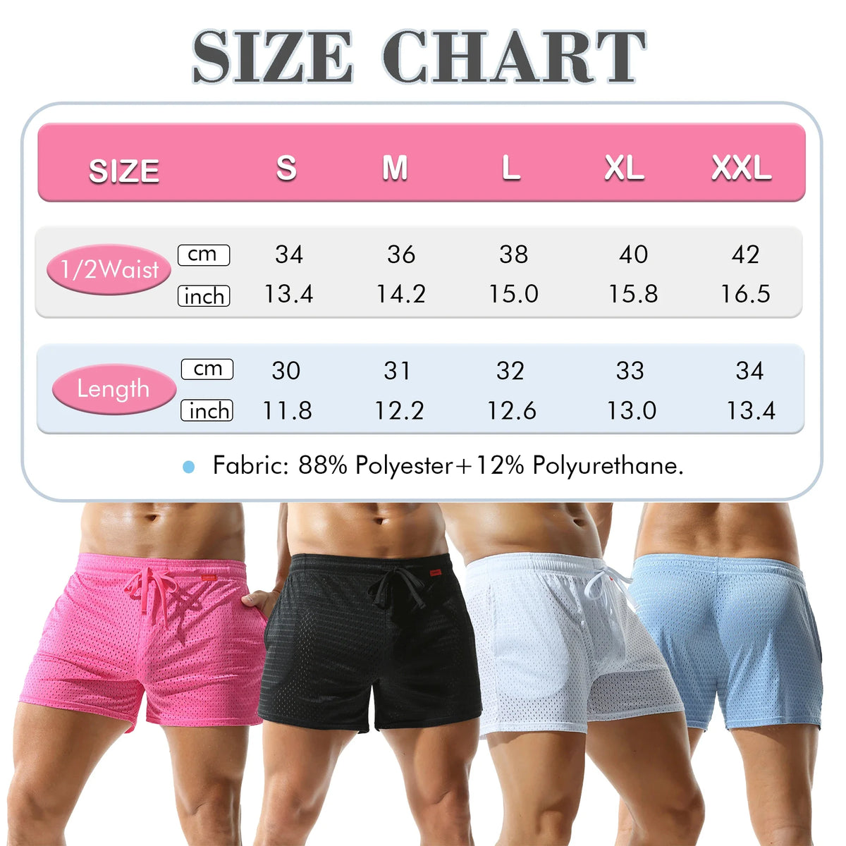 Men's Mesh Pocket Drawstring Sleep Shorts for Home Wear