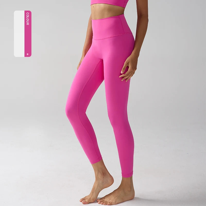 Women's High-Waist Nylon-Elastane Stretch Ankle-Length Yoga Leggings