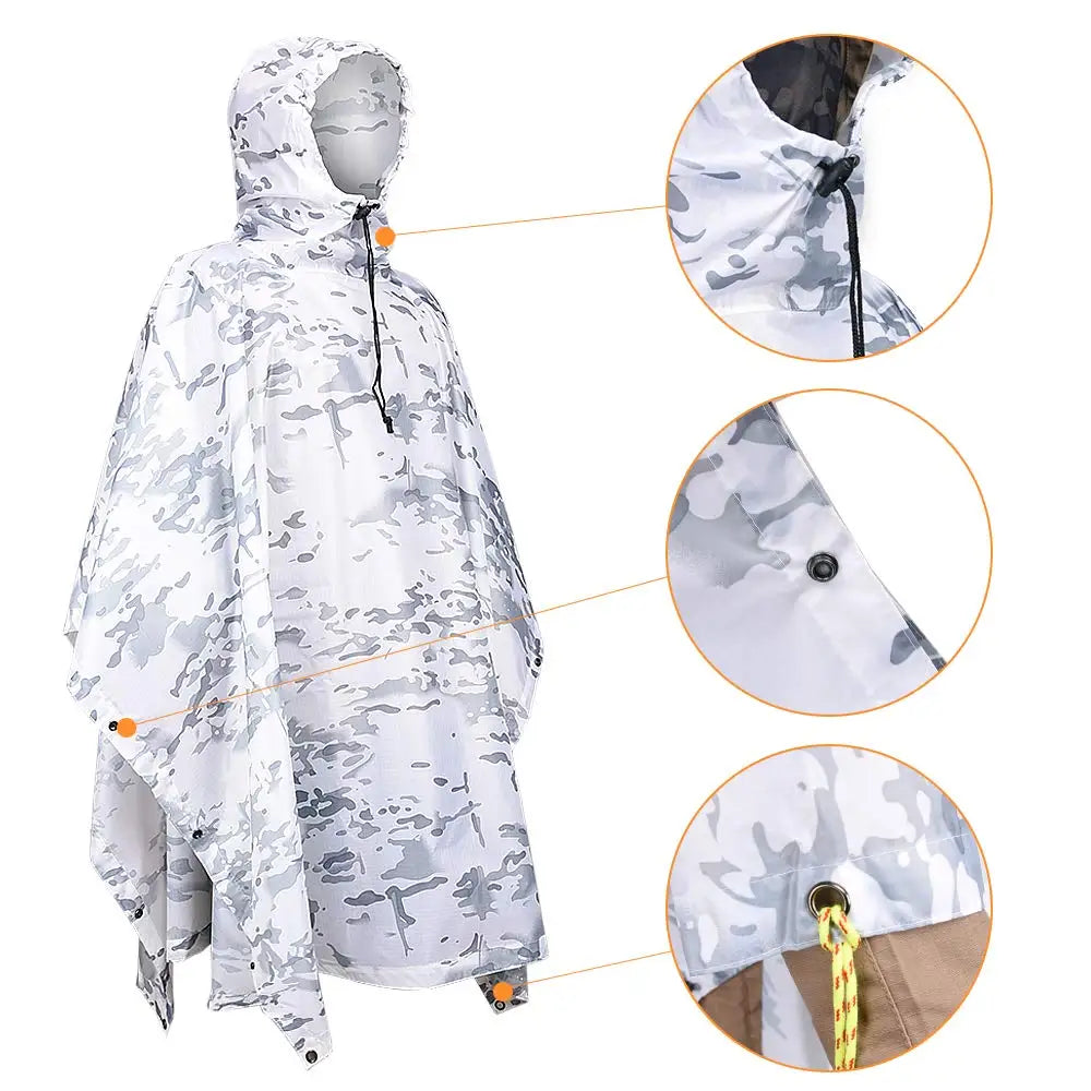 Camouflage Hooded Poncho for Layering over Tops and Dresses