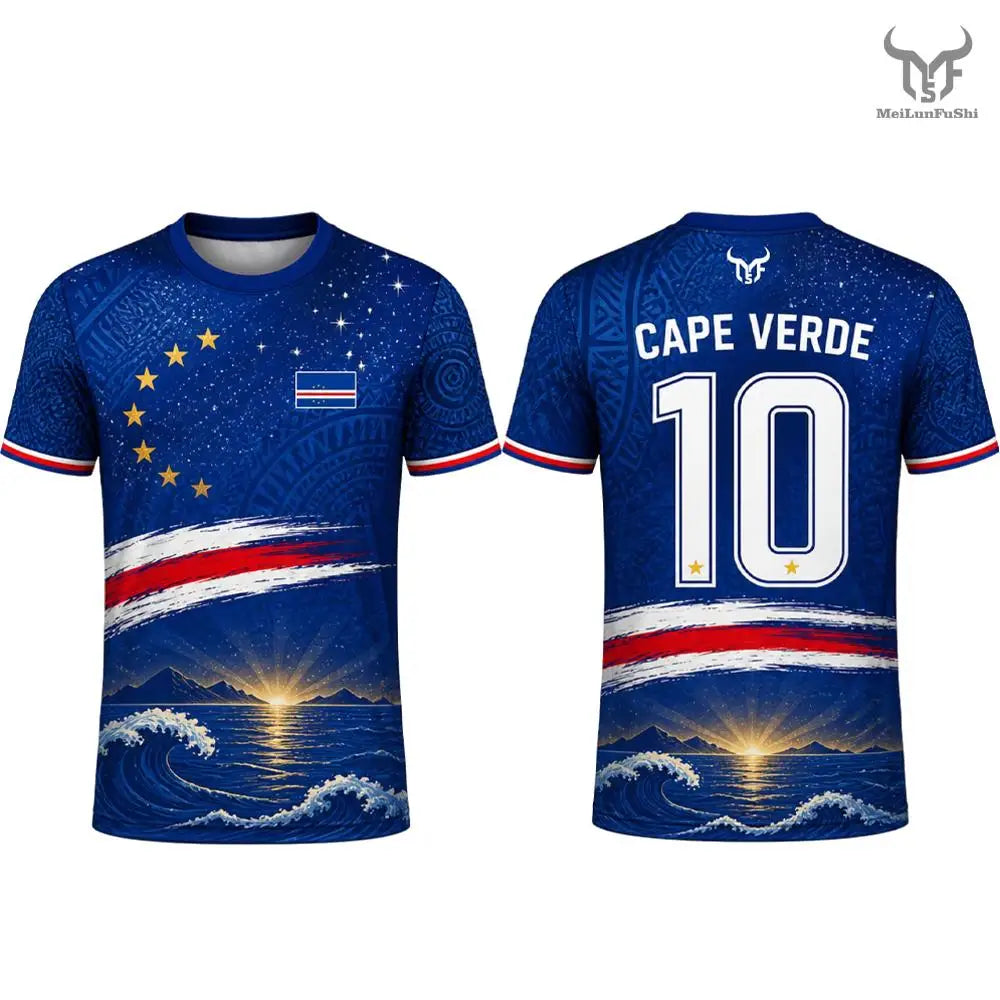 Cape Verde Football Short Sleeve Jersey For Sports Outfits