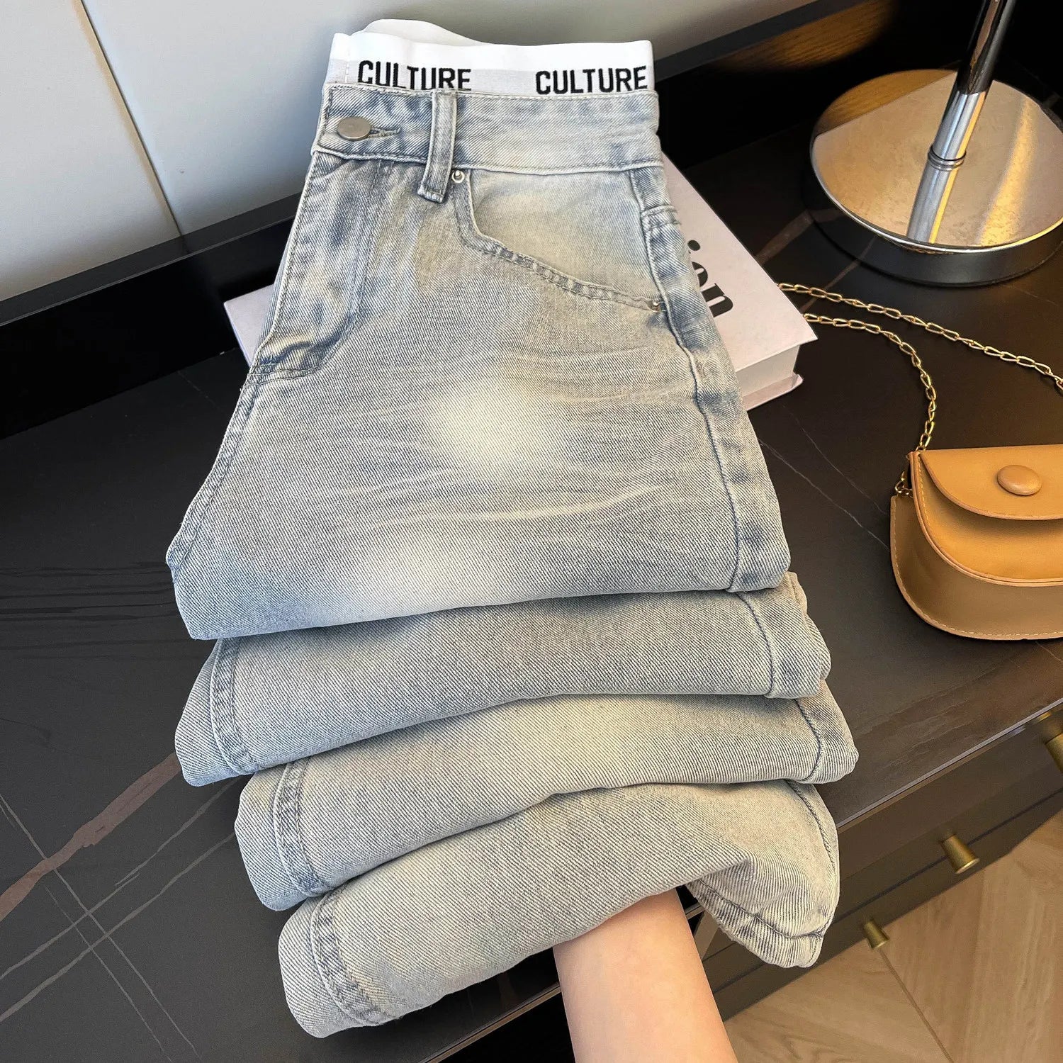 Women's Blue Distressed Denim Denim Jeans For Everyday Outfits