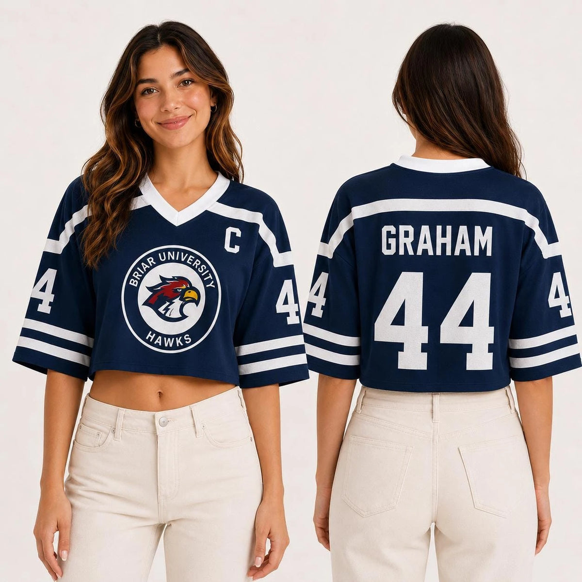 Briar University Number Graphic Short Sleeve Crop Top