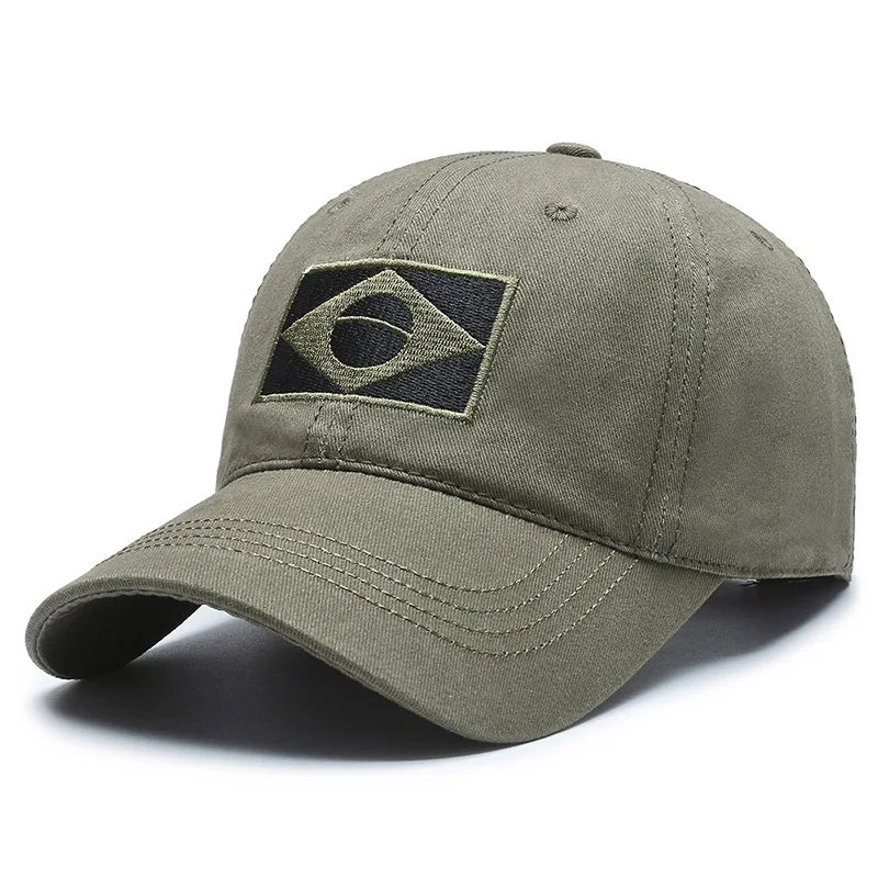 Men's Cotton Cap with Flag Patch and Adjustable Rear Strap