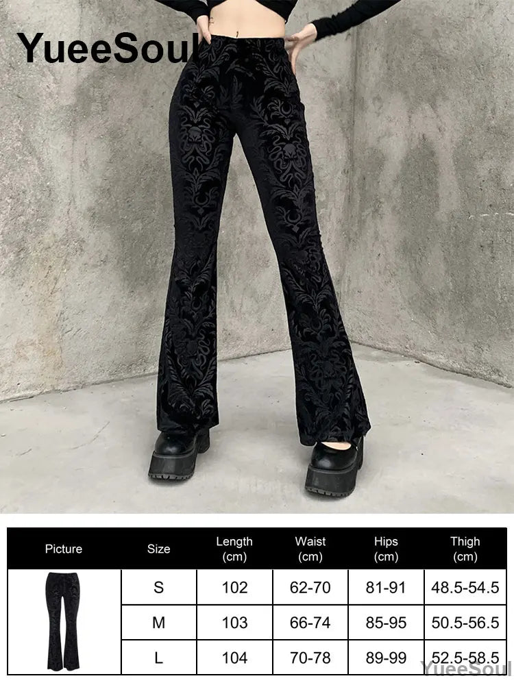 Women's Black Gothic Pants with Flared and Wide Leg Style Options