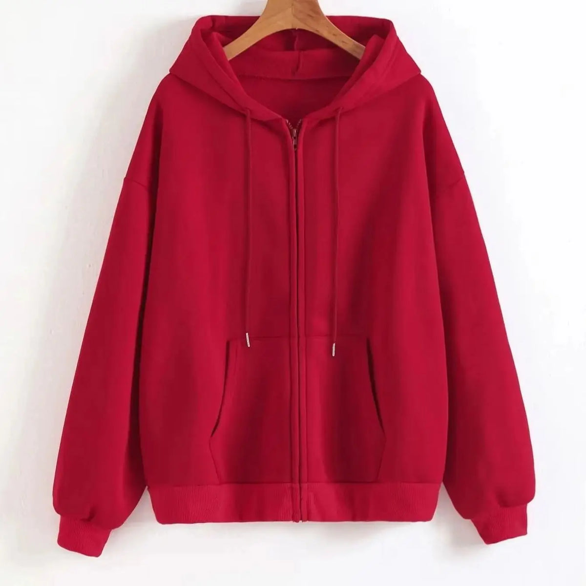 Long Sleeve Full Zip Casual Hooded Sweatshirt for Layering