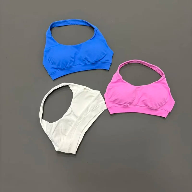 Women's Ruched Halter Neck Sports Bra