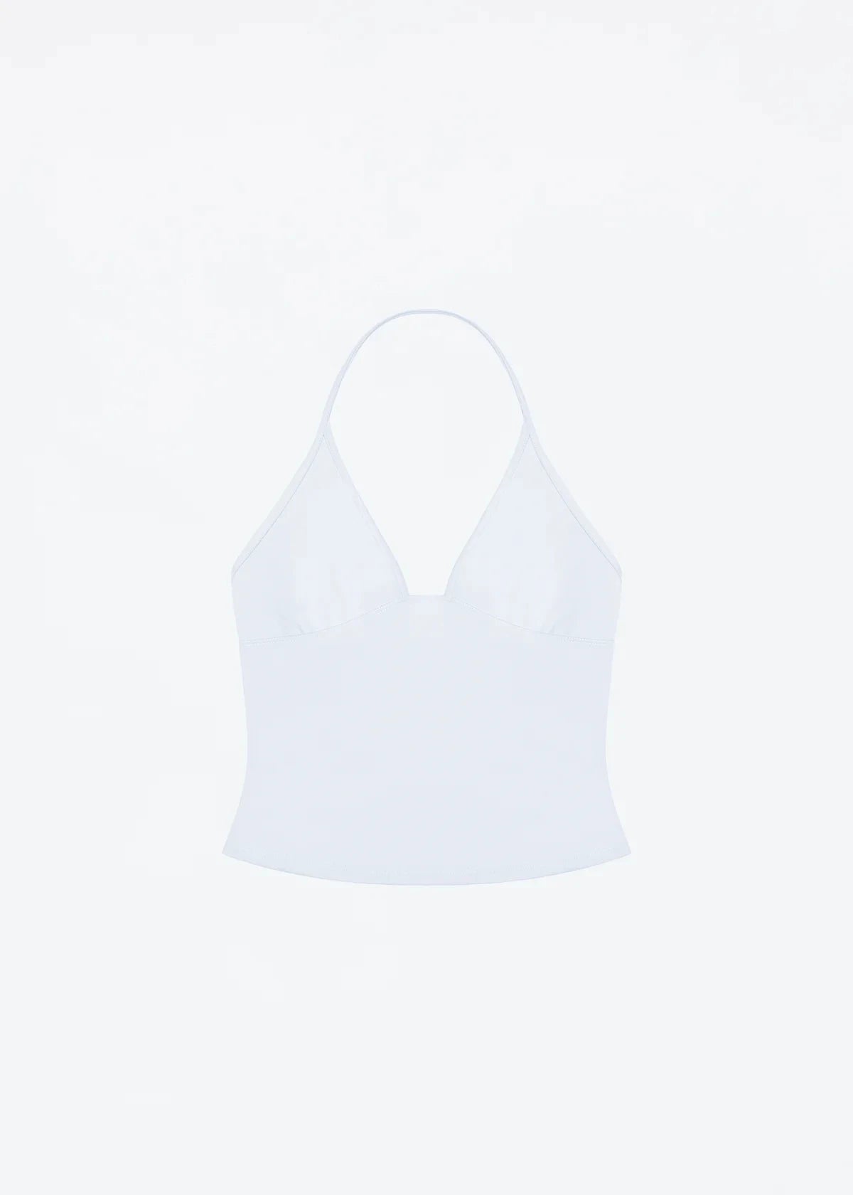 Women's Halter Neck Cotton Crop Top with Deep V Neck and Open Back