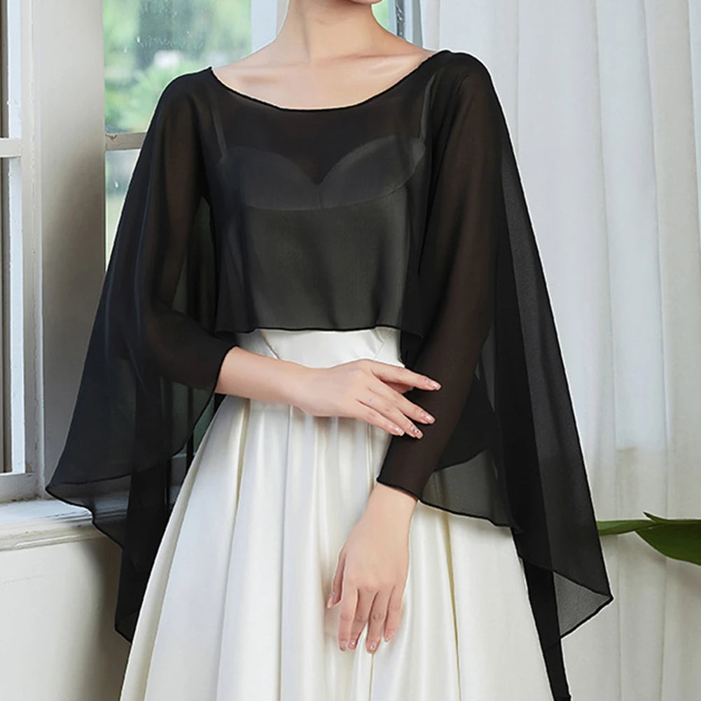 Sheer Flowing Drape Cape for Layering over Outfits