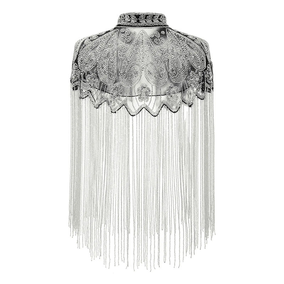 Beaded Long Fringe Cape for Layering over Outfits