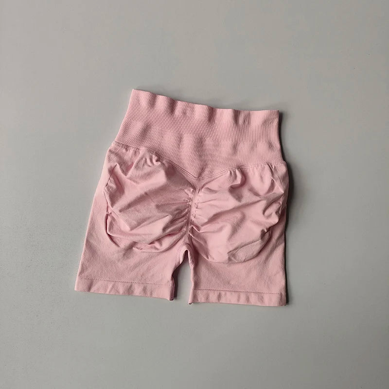 Women's High Waist Scrunch Back Polyester Shorts for Gym Workouts