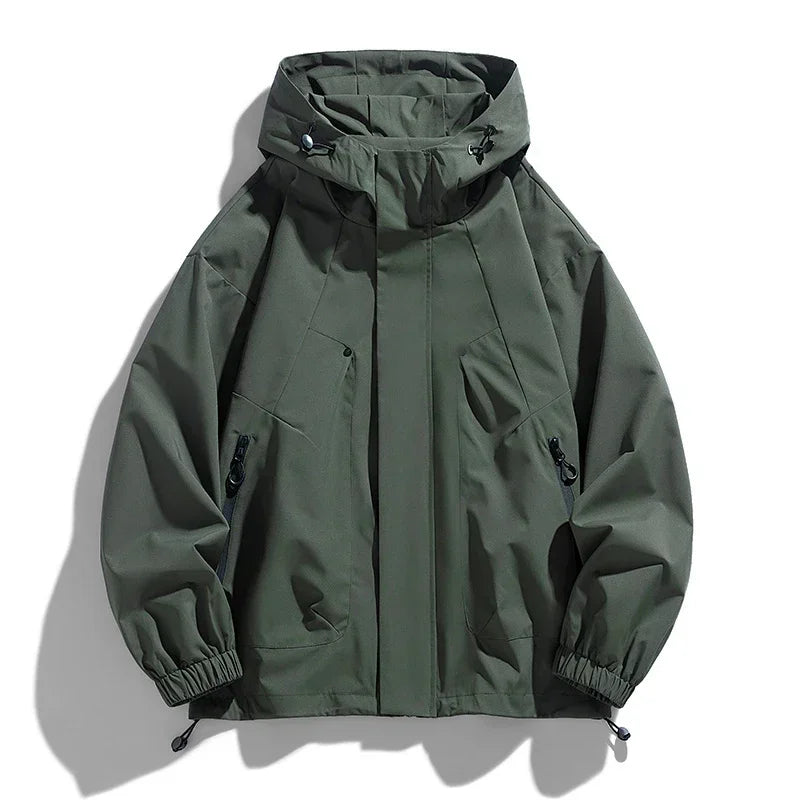 Hooded Long Sleeve Full Zip Outdoor Hiking Jacket with Pockets