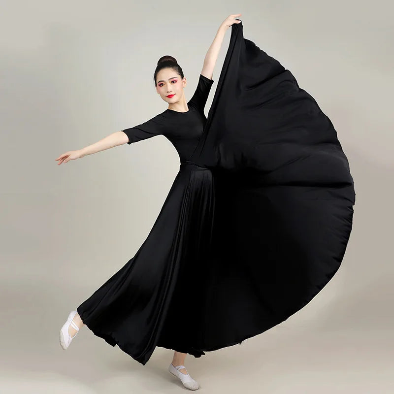 Women's Long Swing Dance Skirt for Flamenco and Belly Dance