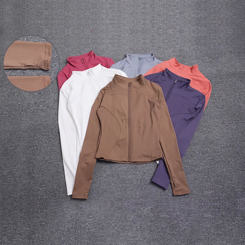 Long-Sleeve Zip-Front Workout Jacket