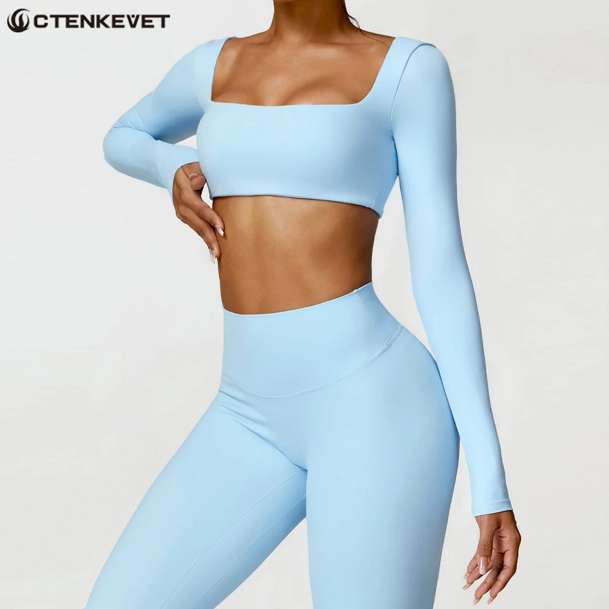 Women's Asymmetric One Shoulder Long Sleeve Crop Top