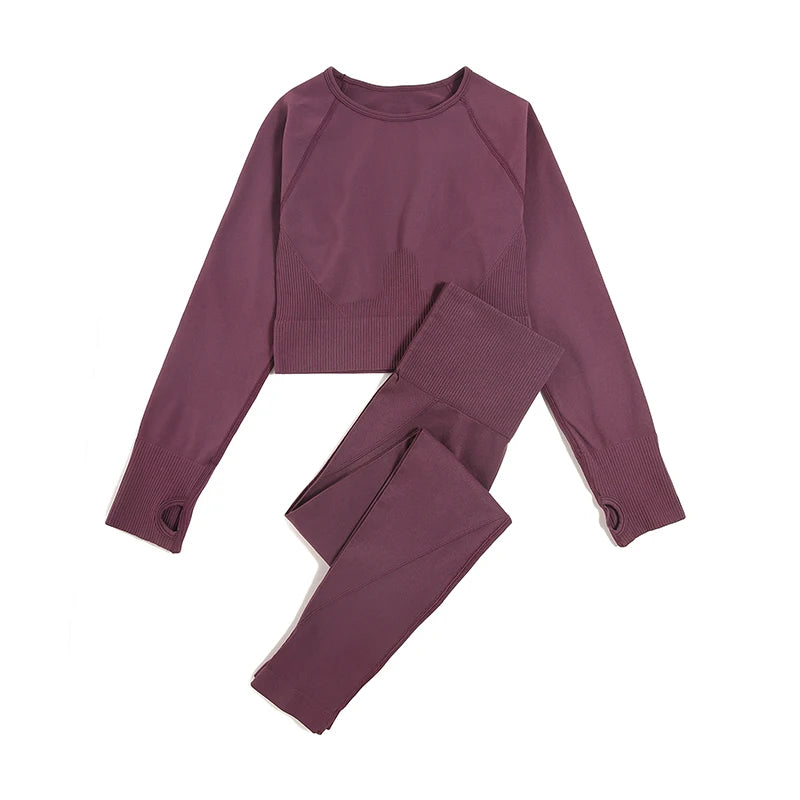 Women's Variable Sleeve Top And Bottoms Yoga Set