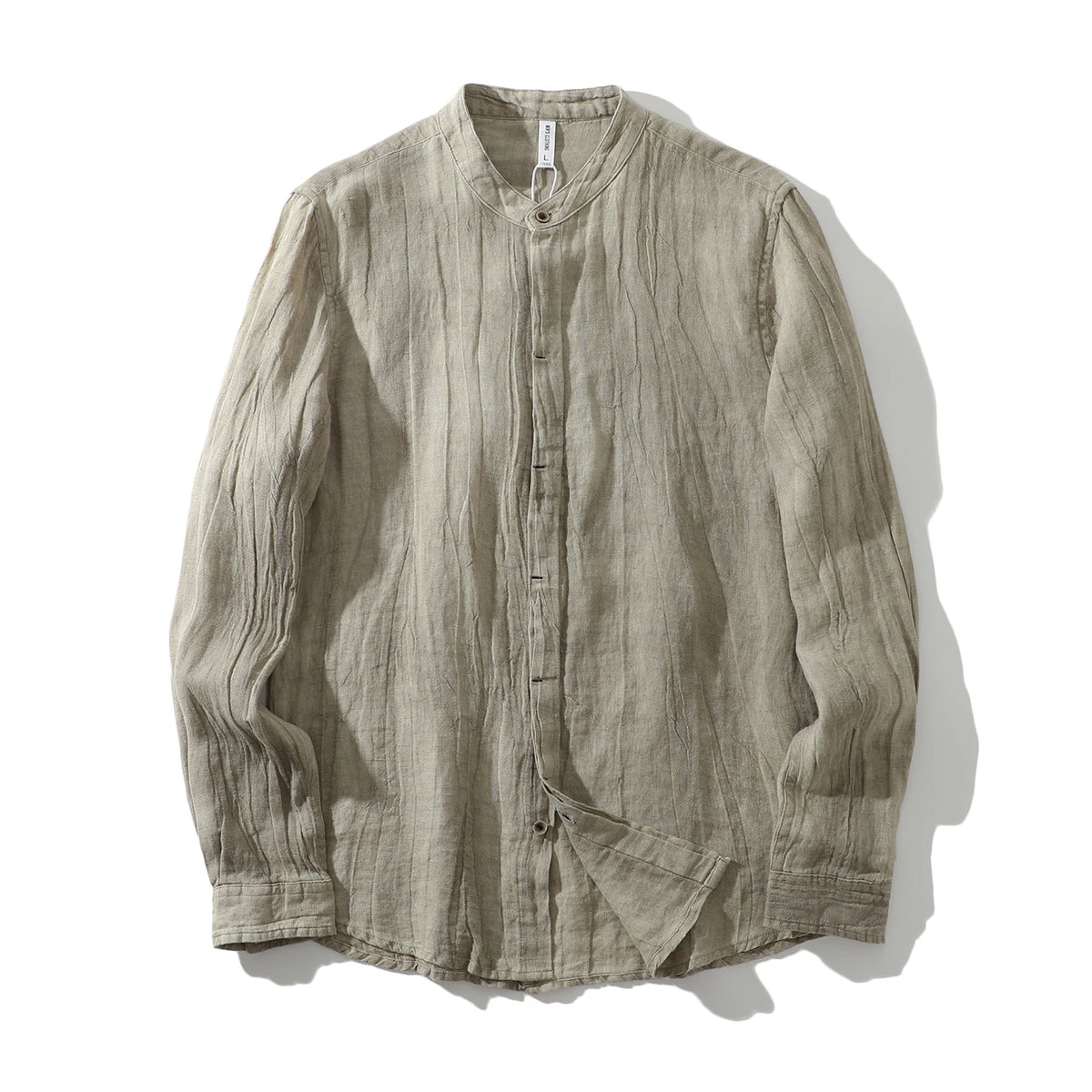 Women's Linen Long-Sleeve Stand-Collar Button-Up Shirt for Casual Summer Daily Wear Outfits