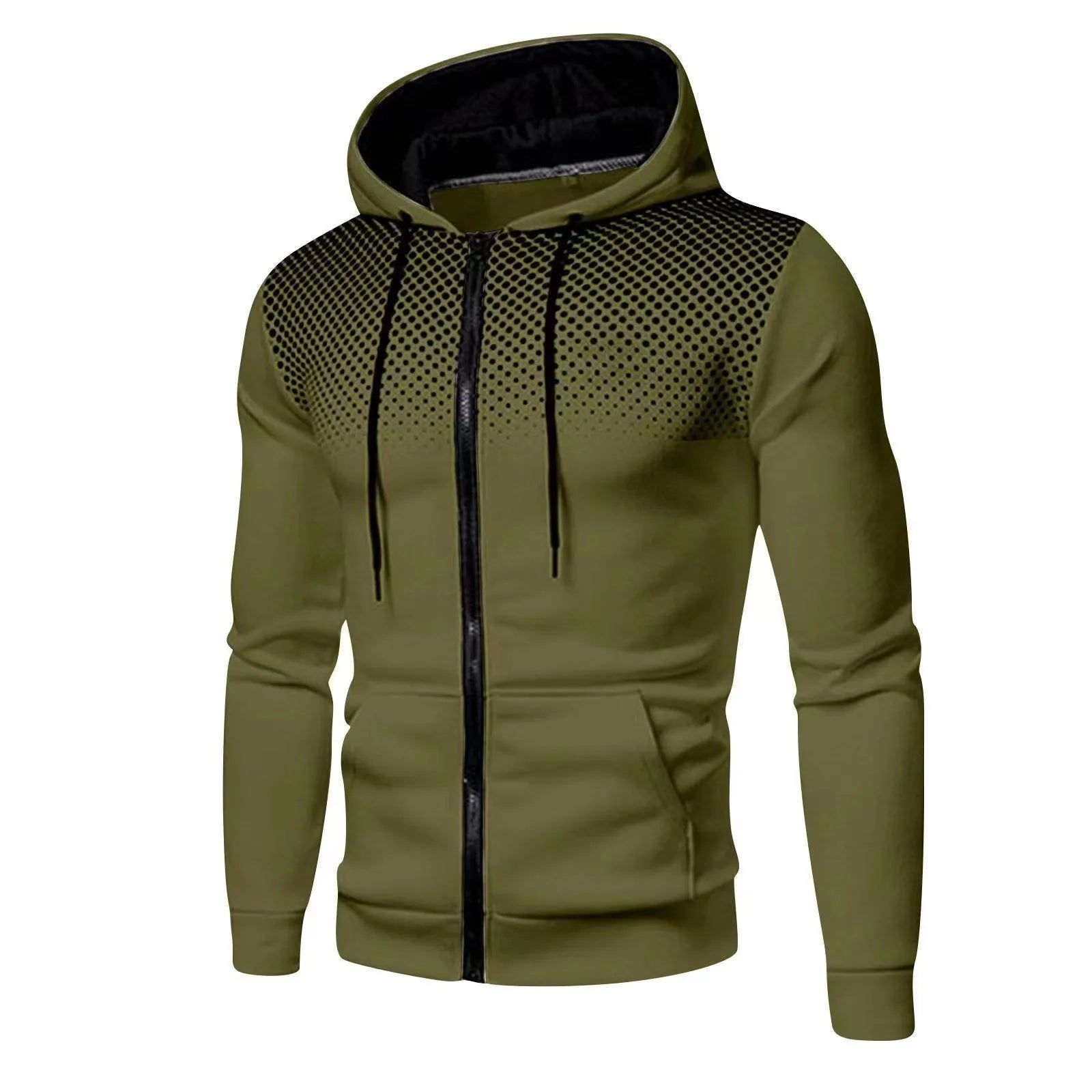 Men's Zip-Front Drawstring Hooded Casual Jacket