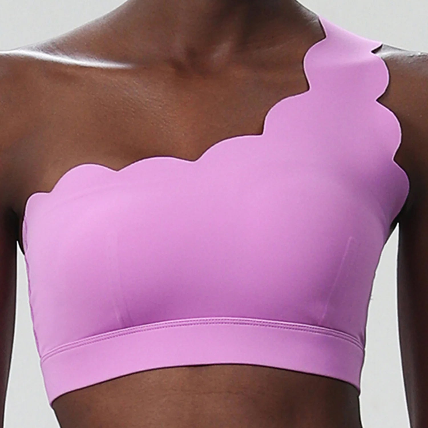 Women's Scalloped One Shoulder Sports Bra